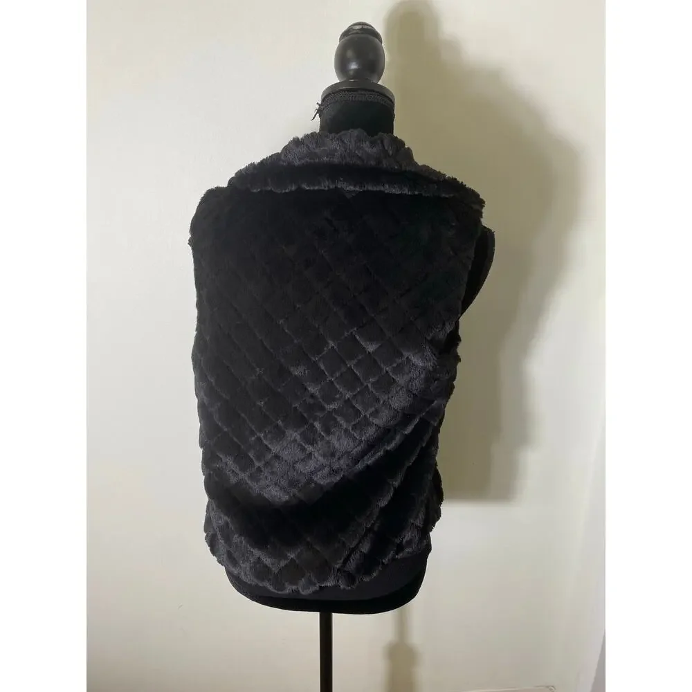 David Lerner NY Faux Fur Black Vest Sz XS - Picture 4 of 5
